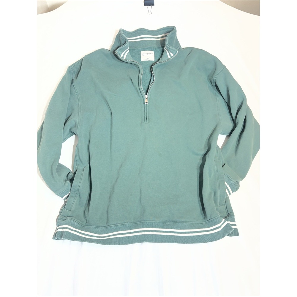 Abercrombie Fitch Soft Max Essentials Sweatshirt 1/4 Zip Green Size XL